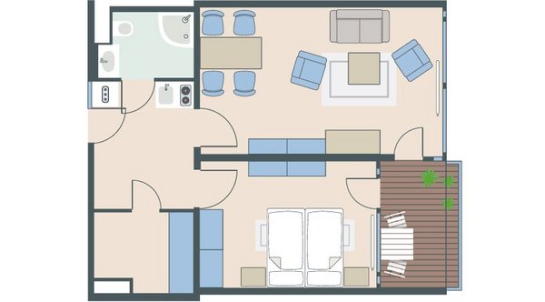 2-Zimmer-Wohnung mit 58 Quadratmetern 2-Zimmer-Wohnung mit 58 Quadratmetern