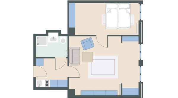 2-Zimmer-Wohnung mit 50 Quadratmetern 2-Zimmer-Wohnung mit 50 Quadratmetern