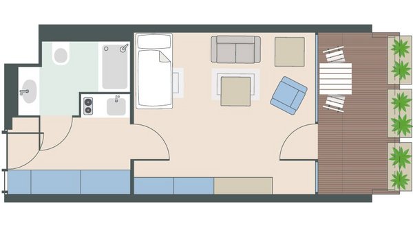 1-Zimmer-Wohnung mit 32 Quadratmetern 1-Zimmer-Wohnung mit 32 Quadratmetern