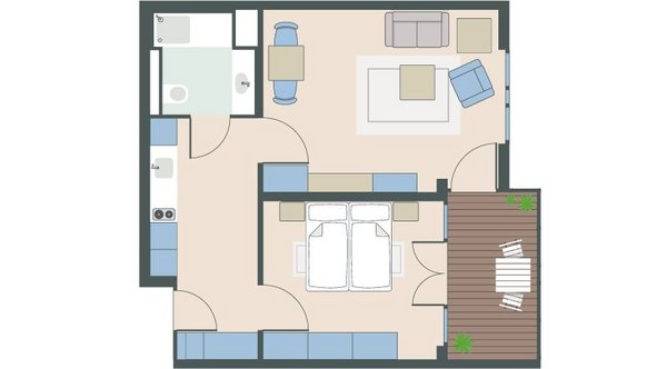 2-Zimmer-Wohnung mit 60 Quadratmetern 2-Zimmer-Wohnung mit 60 Quadratmetern