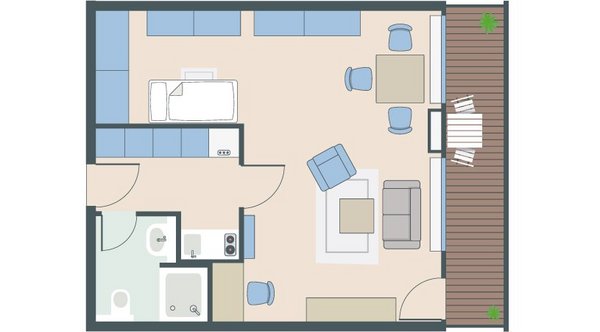 1,5-Zimmer-Wohnung mit 47 Quadratmetern 1,5-Zimmer-Wohnung mit 47 Quadratmetern