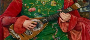 Ein Gemälde einer Mandolinen-Spielerin Ein Gemälde einer Mandolinen-Spielerin