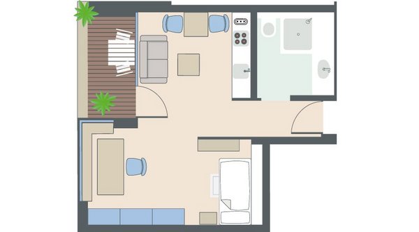 2-Zimmer-Wohnung mit 46 Quadratmetern 2-Zimmer-Wohnung mit 46 Quadratmetern