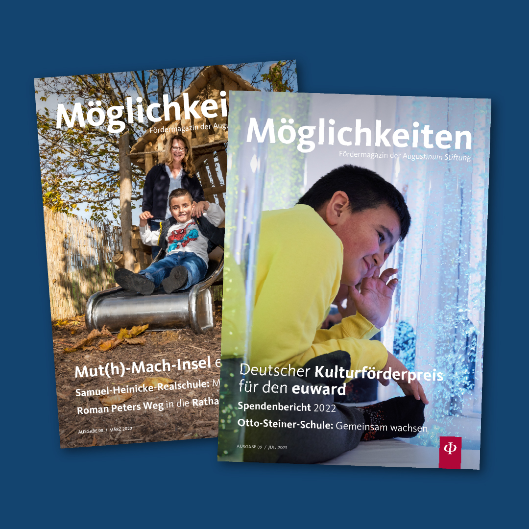 Fördermagazin Zu sehen sind zwei Ausgaben des Fördermagazins
