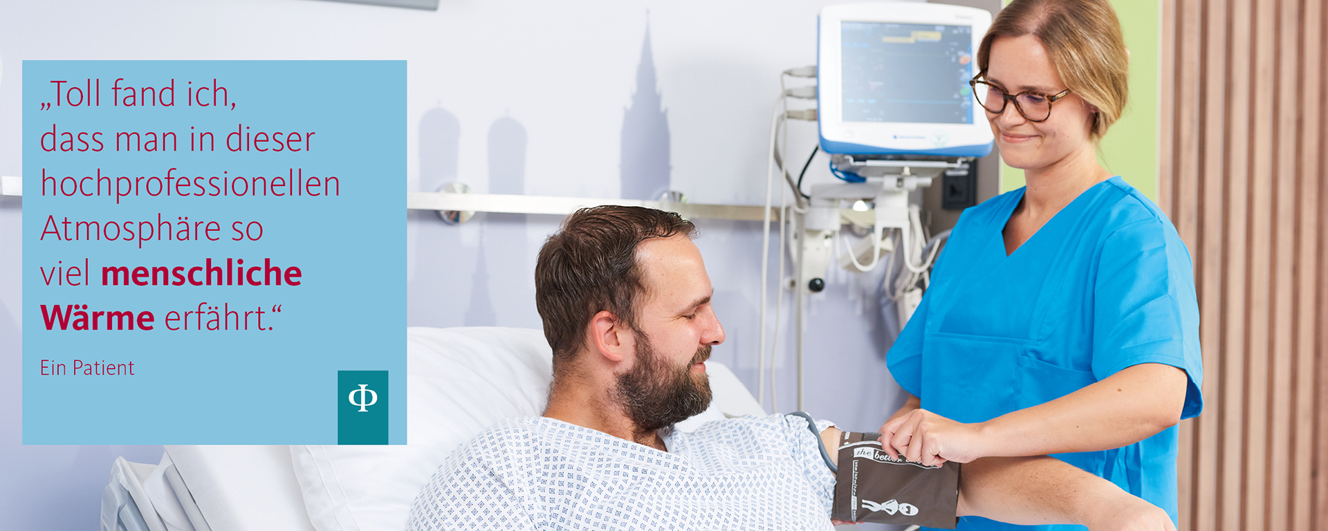 Augustinum Klinik - für Patienten Toll fand ich, dass man in dieser hochprofessionellen Atmosphäre so viel menschliche Wärme erfährt, Zitat eines Patienten