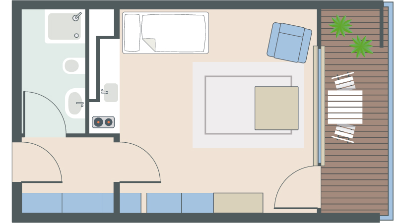 1-Zimmer-Wohnung mit 27 Quadratmetern 1-Zimmer-Wohnung mit 27 Quadratmetern