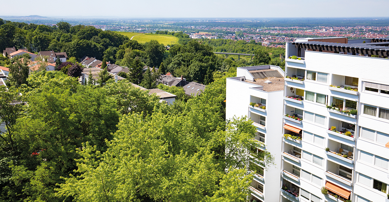 Augustinum Seniorenresidenz Heidelberg Lage Slider Bäume und Häuser neben dem Augustinum Heidelberg