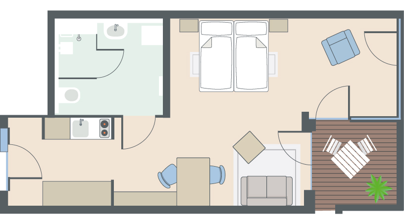 1,5-Zimmer-Wohnung mit 51 Quadratmetern 1,5-Zimmer-Wohnung mit 51 Quadratmetern