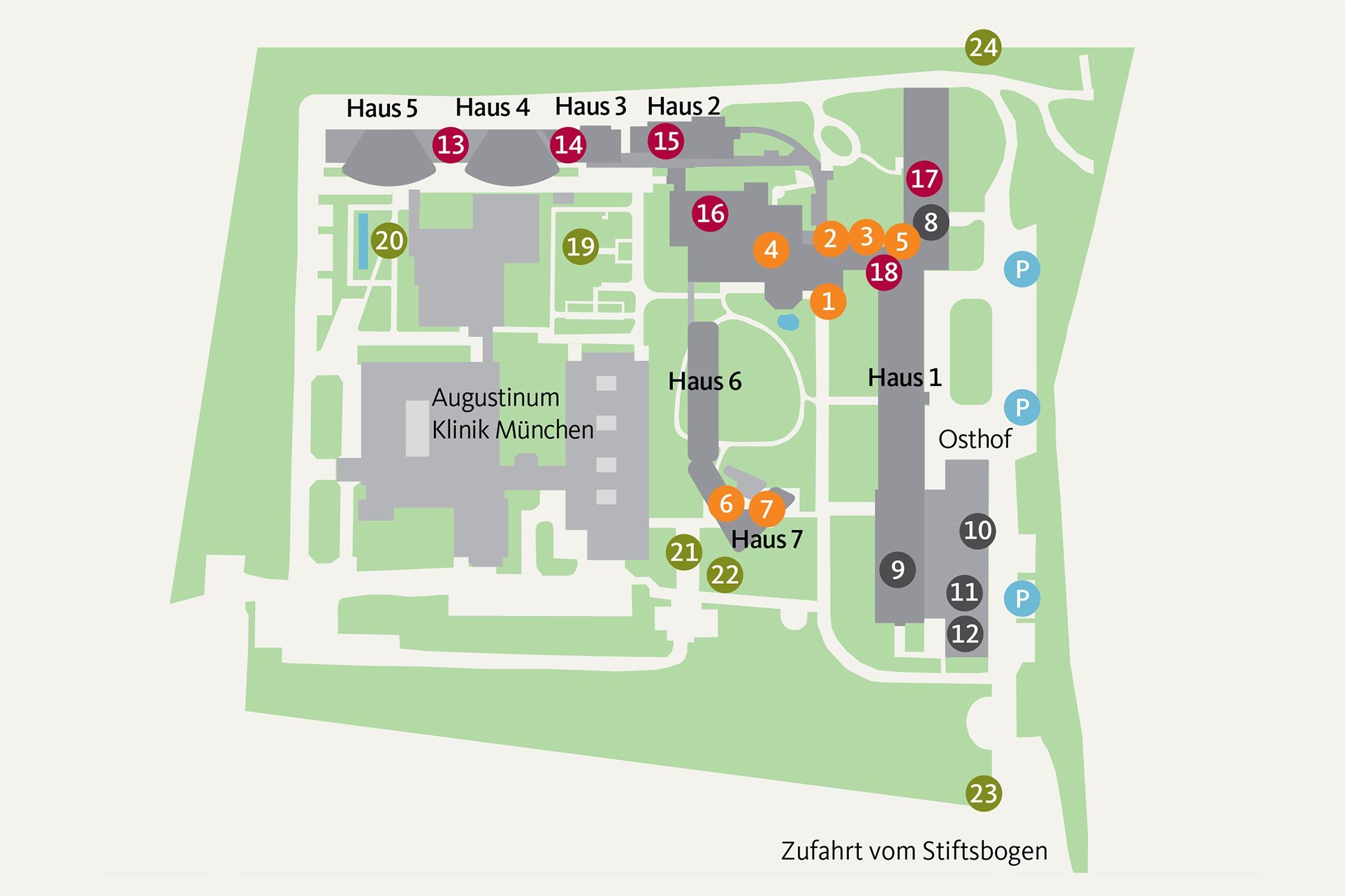 Augustinum München-Neufriedenheim Lageplan Der Lageplan des Augustinum München-Neufriedenheim