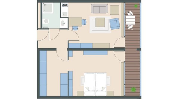 2-Zimmer-Wohnung mit 57 Quadratmetern 2-Zimmer-Wohnung mit 57 Quadratmetern