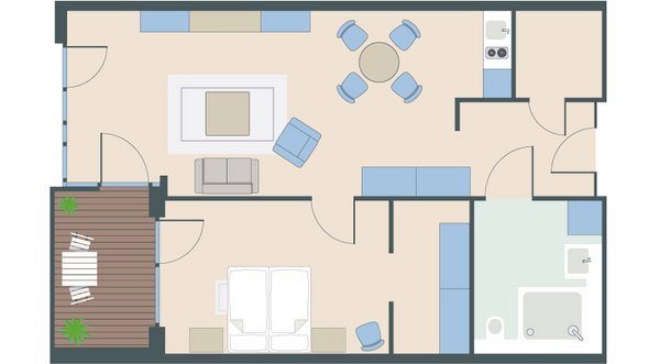 2-Zimmer-Wohnung mit 75 Quadratmetern 2-Zimmer-Wohnung mit 75 Quadratmetern