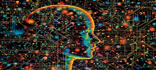 Bunter schematischer Kopf im Profil Bunter schematischer Kopf im Profil