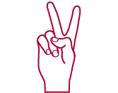 Zweite Sprachlerngruppe Piktogramm einer Hand, die zwei Finger zeigt