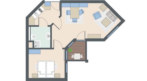 2-Zimmer-Wohnung mit 46 Quadratmetern 2-Zimmer-Wohnung mit 46 Quadratmetern