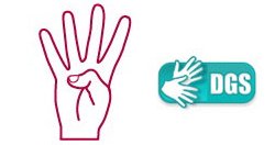 Vierte Sprachlerngruppe Piktogramm einer Hand, die eine vier zeigt