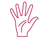 Fünfte Sprachlerngruppe Piktogramm einer Hand, die eine fünf zeigt