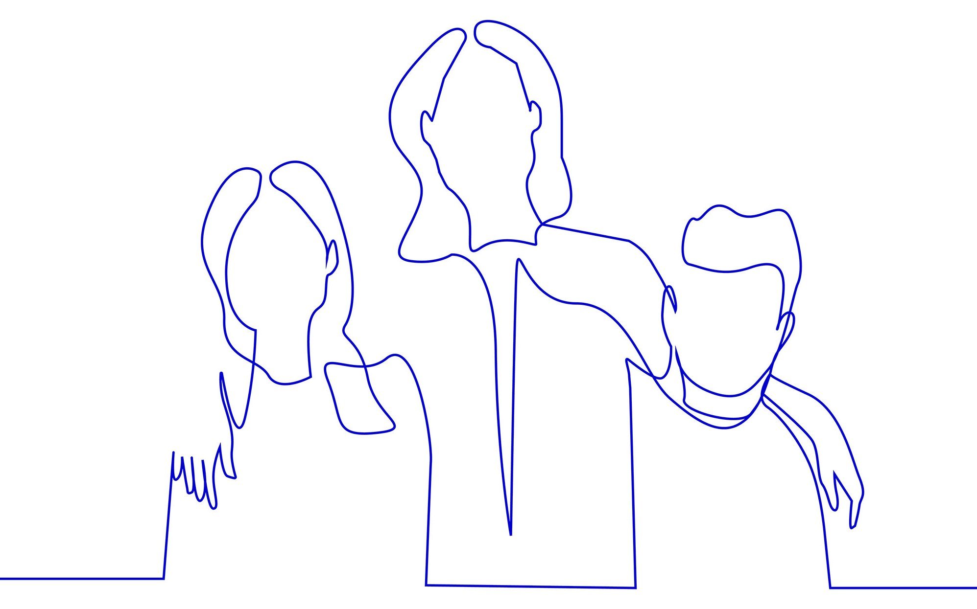 Strichzeichnung von Geschwistern, die sich umarmen