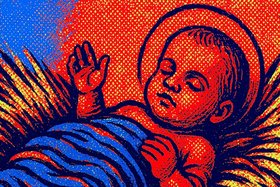 Darstellung des Jesuskindes im Pop-Art-Stil