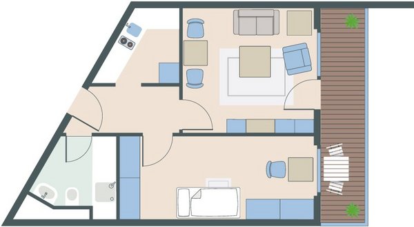 2-Zimmer-Wohnung mit 46 Quadratmetern 2-Zimmer-Wohnung mit 46 Quadratmetern