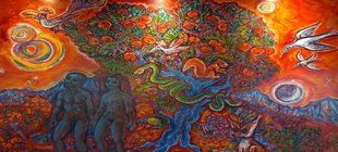 Walter Habdank / Wandmalerei mit Adam und Eva