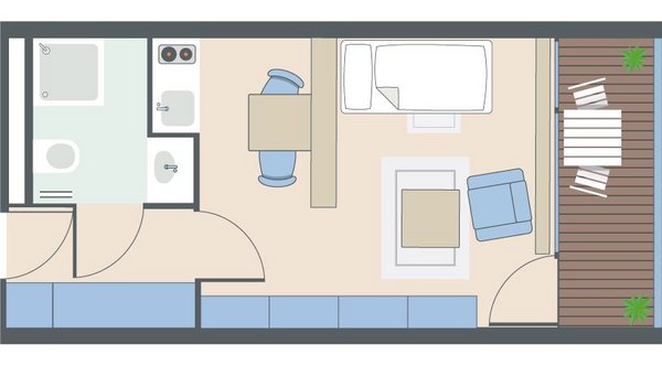 1-Zimmer-Wohnung mit 28 Quadratmetern 1-Zimmer-Wohnung mit 28 Quadratmetern