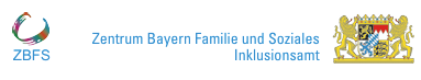 Logo und Schriftzug des ZBFS: Zentrum Bayern Familie und Soziales - Inklusionsamt mit Bayerischem Staatswappen