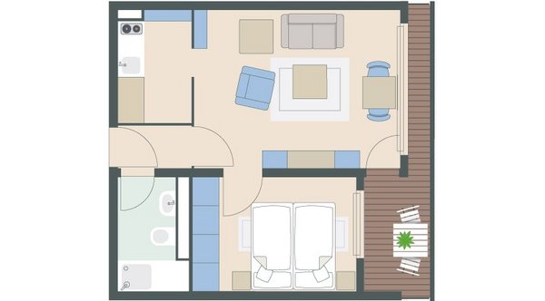 1,5-Zimmer-Wohnung mit 39 Quadratmetern 1,5-Zimmer-Wohnung mit 39 Quadratmetern