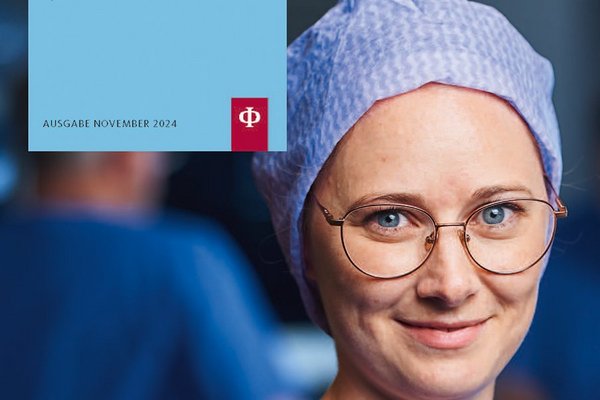 Augustinum Klinik Magazin Eine junge Mitarbeiterin der Augustinum Klinik auf dem Titelblatt des Augustinum Klinik Magazins in der Ausgabe von November 2024