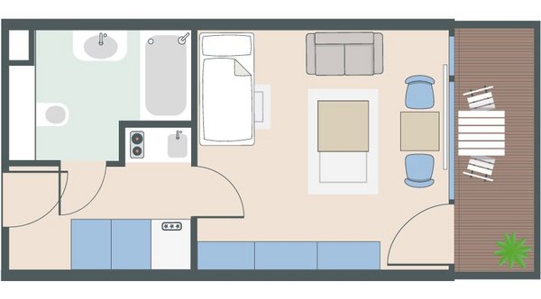 1-Zimmer-Wohnung mit 27,5 Quadratmetern 1-Zimmer-Wohnung mit 27,5 Quadratmetern