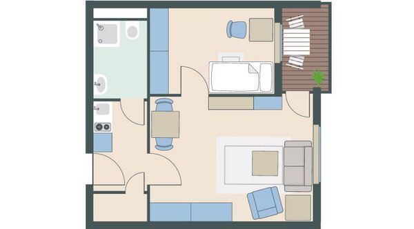 2-Zimmer-Wohnung mit 45 Quadratmetern 2-Zimmer-Wohnung mit 45 Quadratmetern