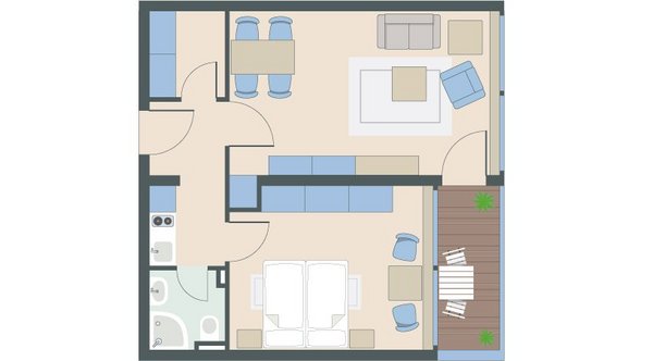 2-Zimmer-Wohnung mit 54 Quadratmetern 2-Zimmer-Wohnung mit 54 Quadratmetern