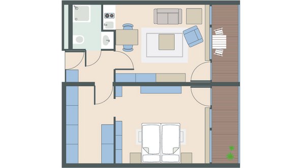 2-Zimmer-Wohnung mit 57 Quadratmetern 2-Zimmer-Wohnung mit 57 Quadratmetern